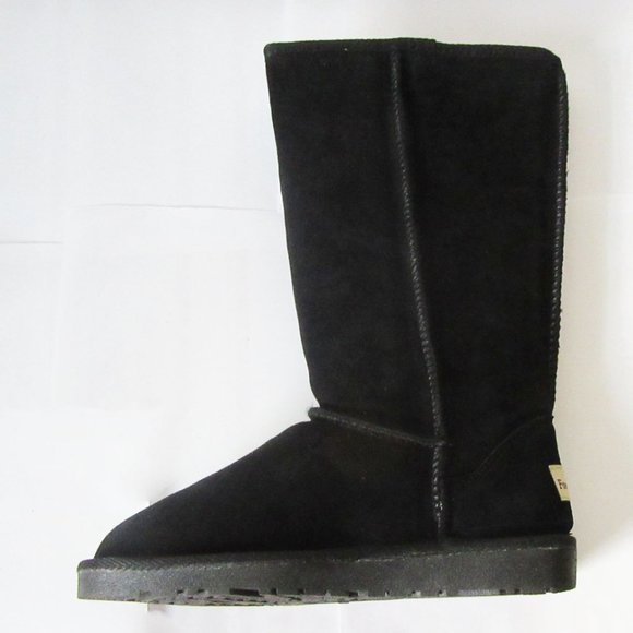 Women TPR Sole Winter Medium Boots Suede Upper in Black SZ6 - Picture 2 of 3